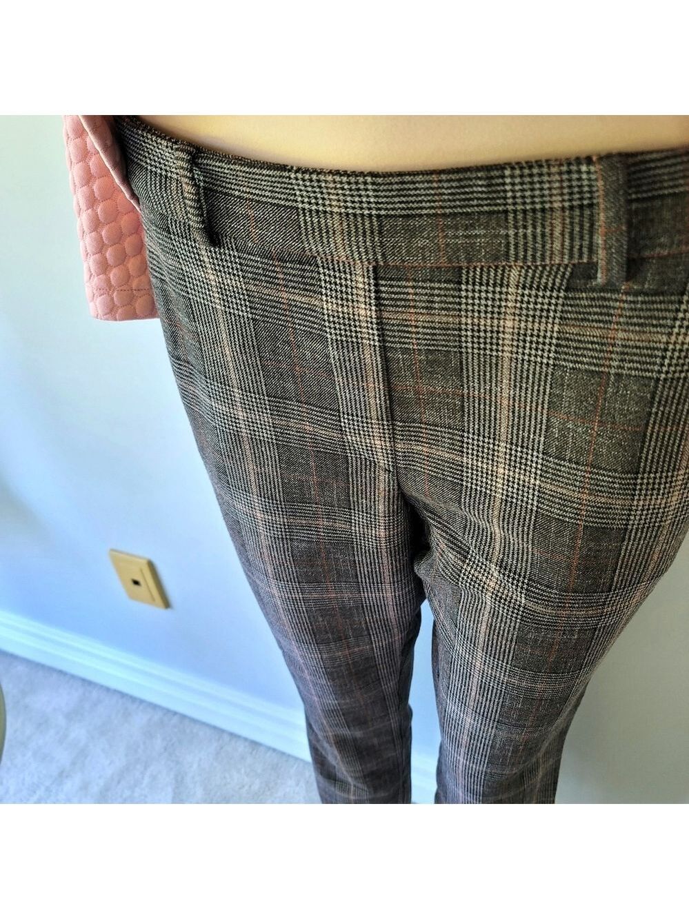 H&M Brown Plaid Trousers Size 8